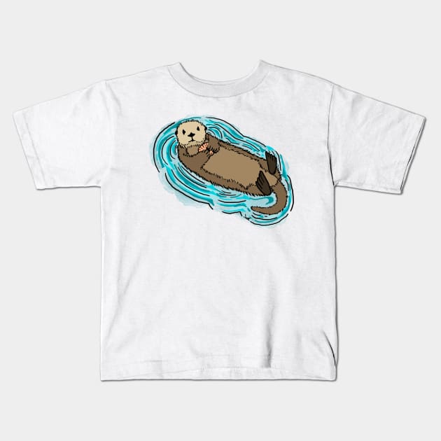 Otterly Adrift Kids T-Shirt by FernheartDesign